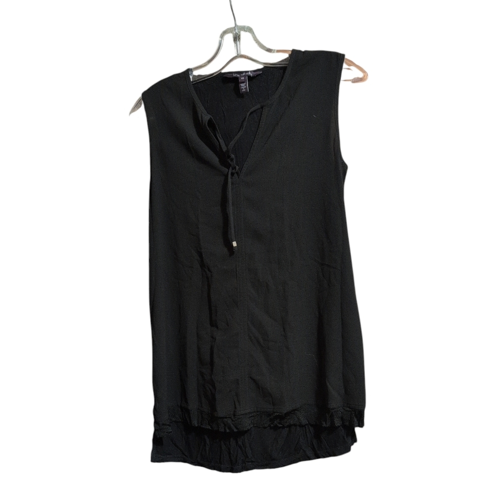 Long Tall Sally Sleeveless Blouse Women’s Tall Black Tie Neck Sheer Lightweight